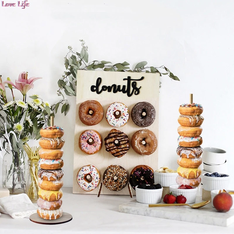 

Wooden DIY Donut Wall Dessert Bar For Weddings Wedding Decoration Donuts Wall Holds Sweet Rustic Donut Boards Stand