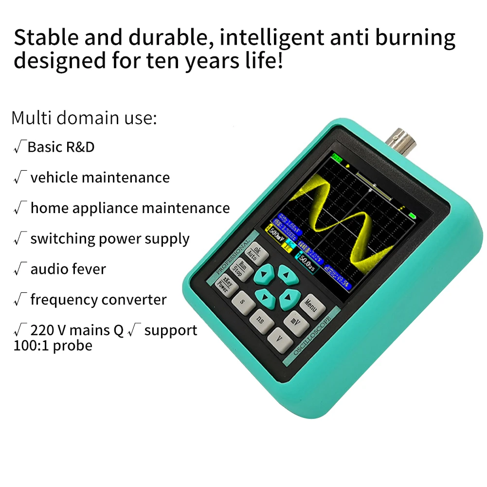 

Digital Oscilloscope Car Repair 1 Channel High Accuracy Intelligent 2.4inch Display Mini Handheld 120M Bandwidth Oscilloscope
