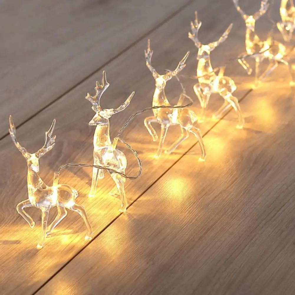 

Elk Deer LED String Light 10LED Battery Operated Reindeer Indoor Decoration for Home Holiday Festivals Outdoor Xmas Party