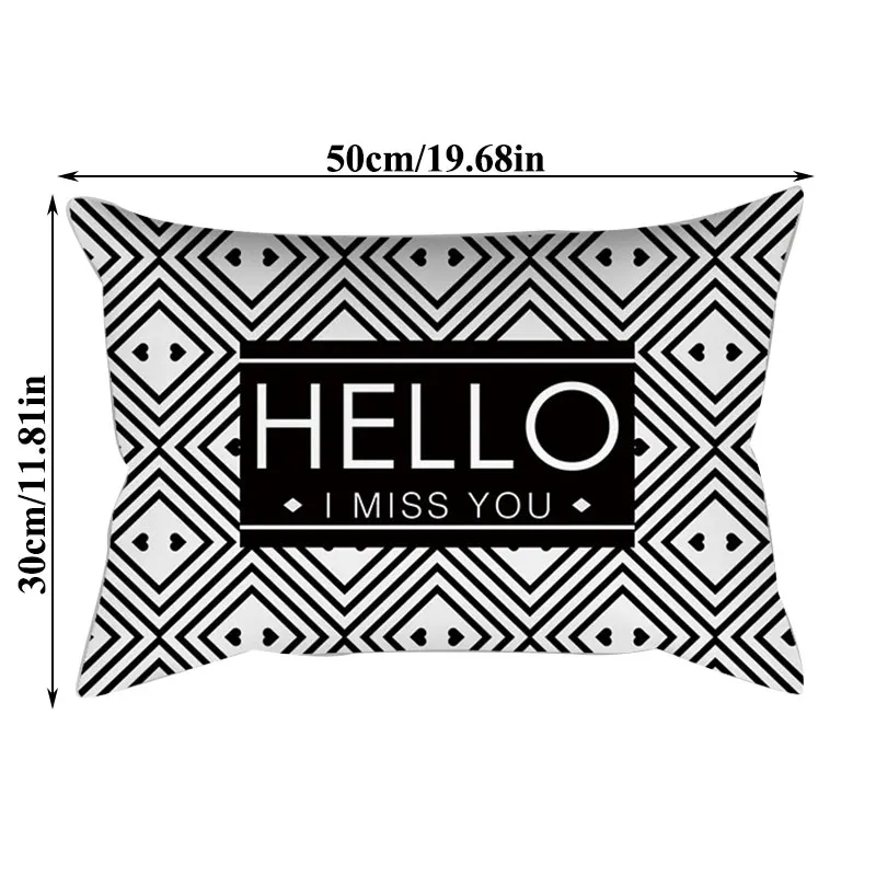 

30*50cm Geometric Cushion Cover Black and White Throw Pillow Case Striped Dotted Grid Triangular Geometric Art Cushion Cover