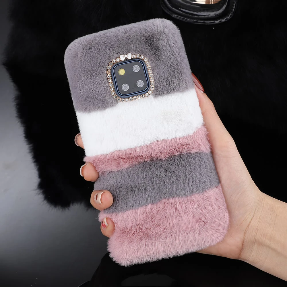 L-FADNUT Luxury Plush Fur Protective Cover For Huawei P20 Lite Pro Cute Fluffy Soft Bumper Case Mate 20 | Мобильные телефоны и