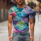 Новинка 2021, модная и красивая Мужская трехмерная футболка с 3D-принтом графики, летняя повседневная фоторубашка, уличная одежда