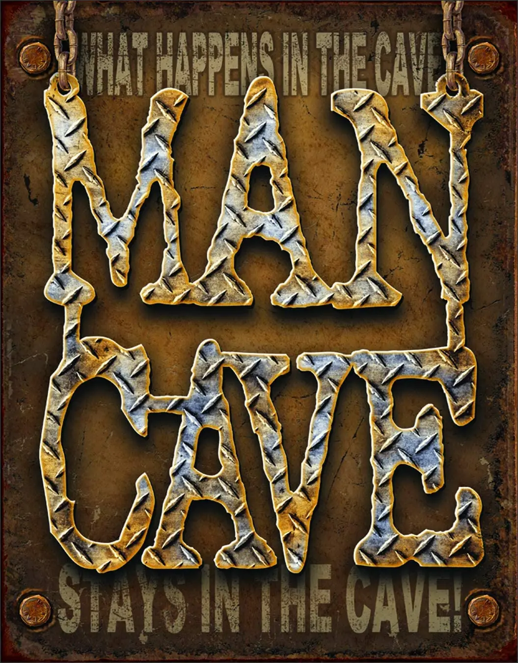 

Desperate Enterprises Man Cave Diamond Plate Tin Sign, 8" W x 12.5" H