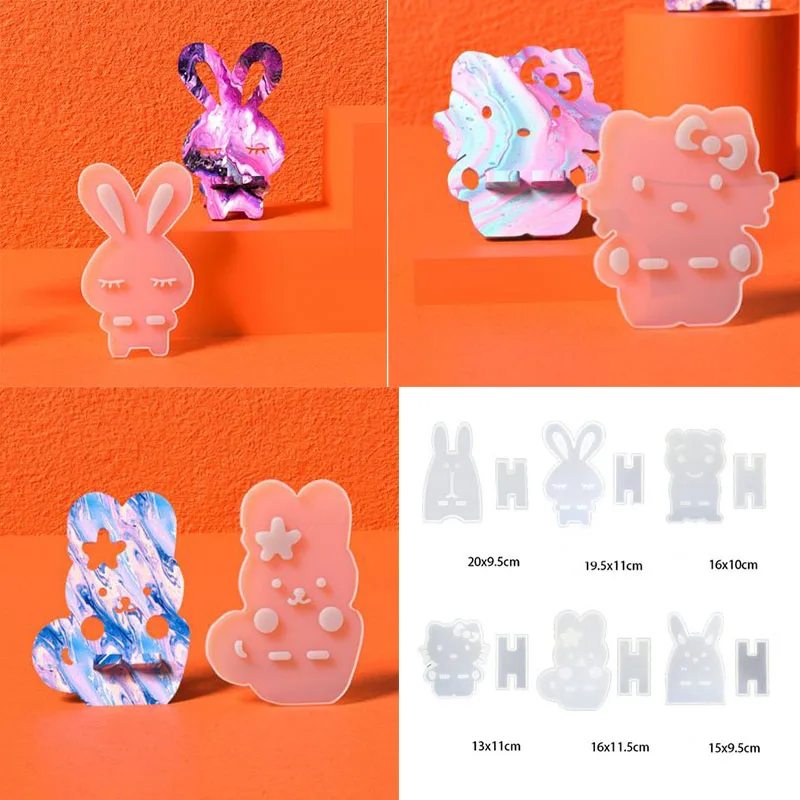 

Mobile Phone Holder Mould diy Silicone Epoxy Phone Holder Mould Cat Long Ear Rabbit Pikachu 8 High Mirror Craft Jewelry Mould