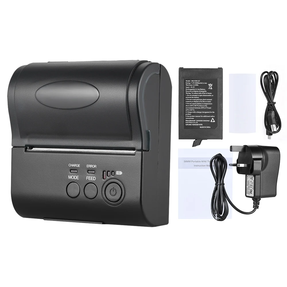 POS-8001DD 80 мм Мини Портативный беспроводной USB термопринтер для чеков билетов POS