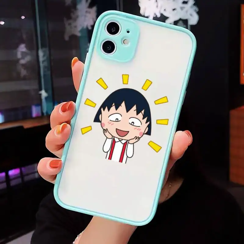 

Chibi Maruko anime cute girl Phone Cases matte transparent For iphone 7 8 11 12 plus mini x xs xr pro max luxury brand cover