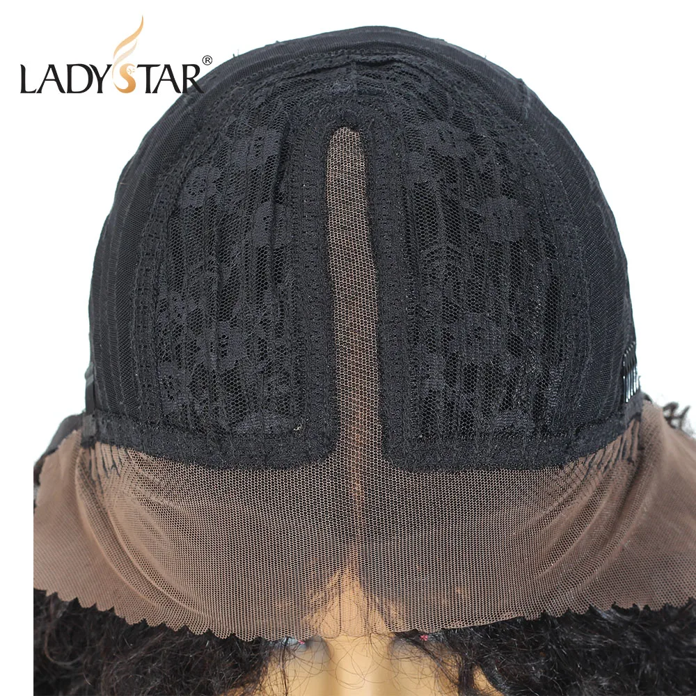 LADYSTAR бразильские 13*2 Т-образные кудрявые человеческие волосы парик предварительно выщипанные с детскими волосами парики для женщин 150 плотность