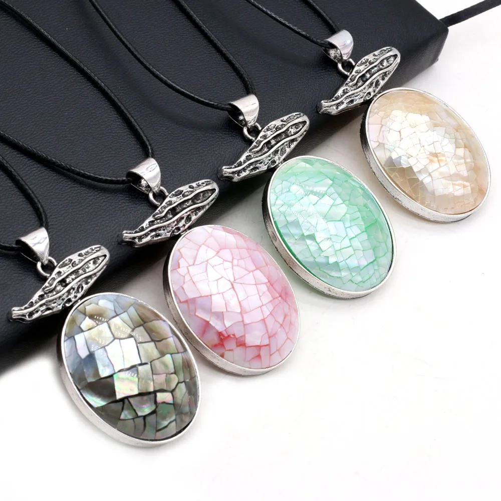 

1pcs Natural Shell Necklace Alloy Multicolor Egg Shape Black Shell Pendants Necklaces Glamour Women Party Wedding Jewelry