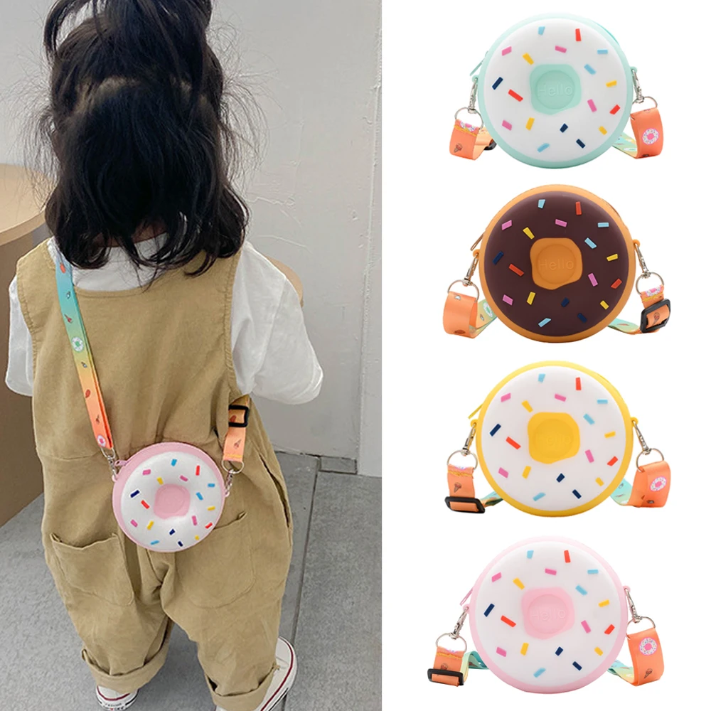 

Kids Mini Purses Bag 2021 Cute Donuts Crossbody Bags for Baby Girls Small Coin Wallet Kid Money Change Purse Toddler Gift