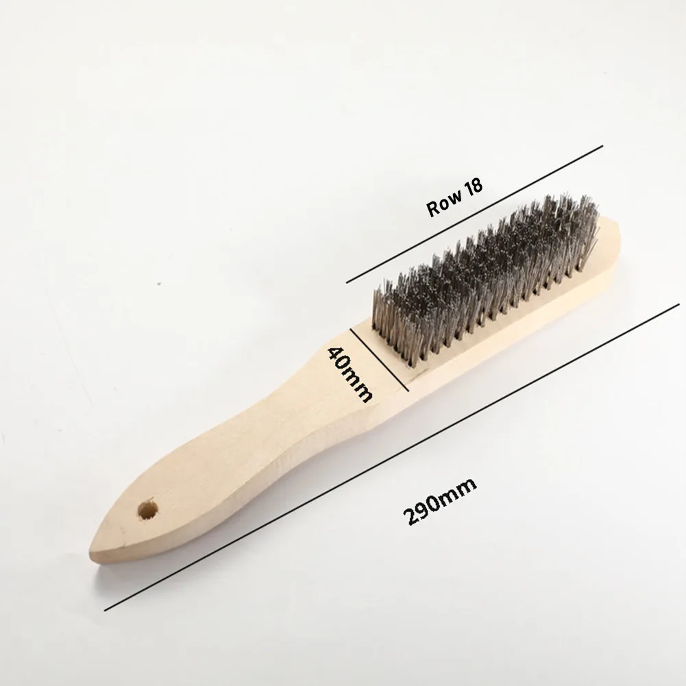

2 Pcs Steel Wire Wood Handle Scratch Derusting Brush 290mm For Metal Cleaning Wood Handle Brass Wire Copper Brush
