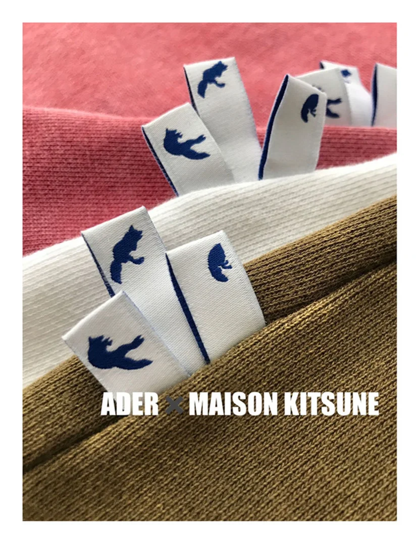 

2021ss Ader Error Maison Kitsune Men Women Sweatshirts 1:1 High Quality Fox Badge Embroidery Adererror Pullover Hoodie