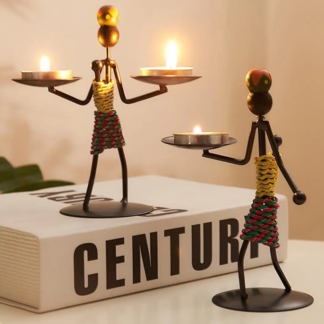 Ретро американский Железный человек креативный Настольный подсвечник для дома 5