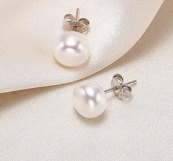 

Серьги-гвоздики женские из серебра серьга из настоящего жемчуга пробы, 8 мм, с натуральным жемчугом