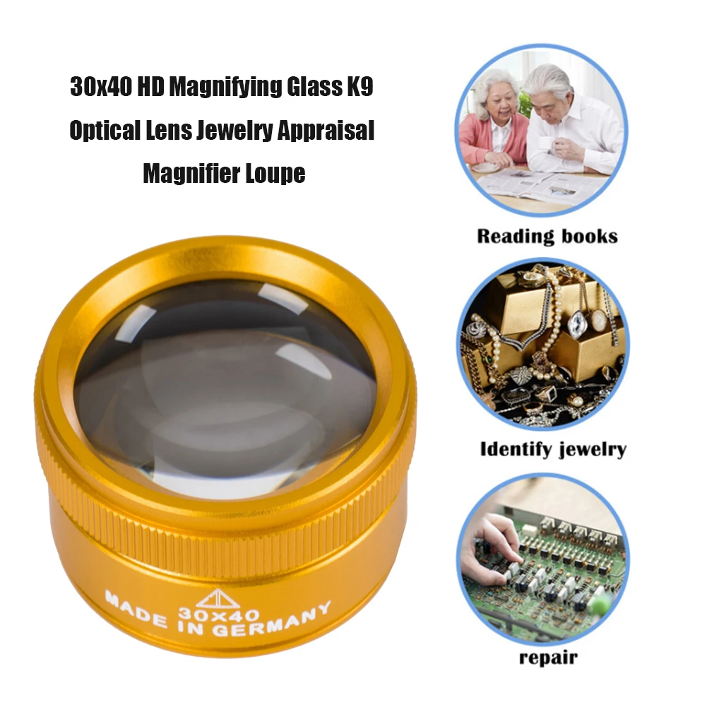 

Portable Lightweight 30x40 HD Magnifying Glass K9 Optical Lens Jewelry Appraisal Monocle Magnifier Loupe for Watch Repair