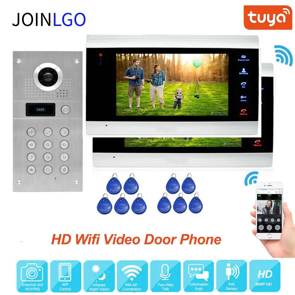 Смарт-видеодомофон Tuya с дистанционной разблокировкой через приложение Wi-Fi