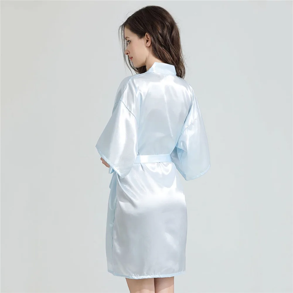 Атласный розовый халат-кимоно Свадебный халат для невесты и подружки пеньюар