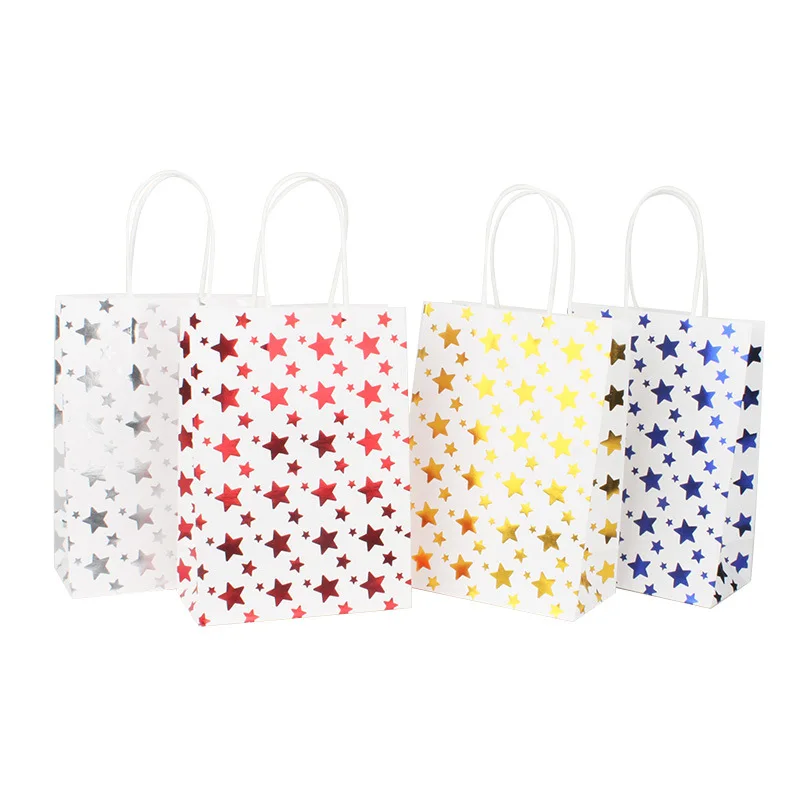 

5PCS Small gift bag kraft paper bronzing bag for wedding decoration candy box biscuit bread food bag party supplies