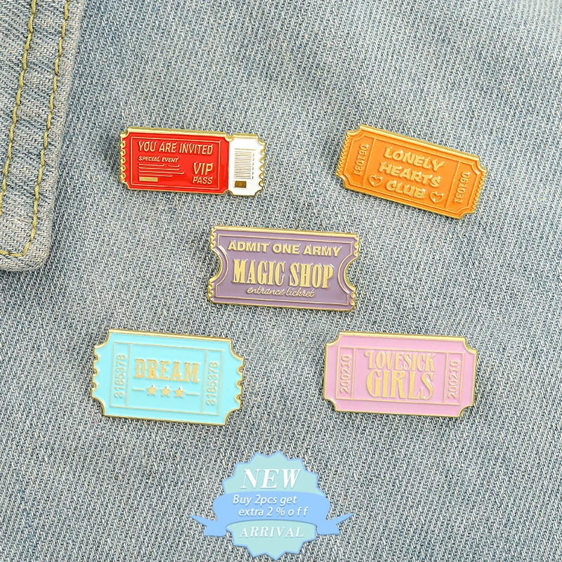 Пользовательские мечта билеты эмаль на булавке Vip признать один проход брошь