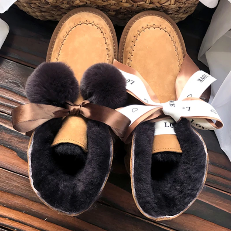 

2021 New Arrival Australia Classic Women Boots Women's Lace Genuine Leather Real wool boots Snow Boots Women Shoes