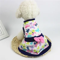 printing flower and butterfly teddy dog fashion dress for super small costume cute cotton chihuahua pet clothing cama perro