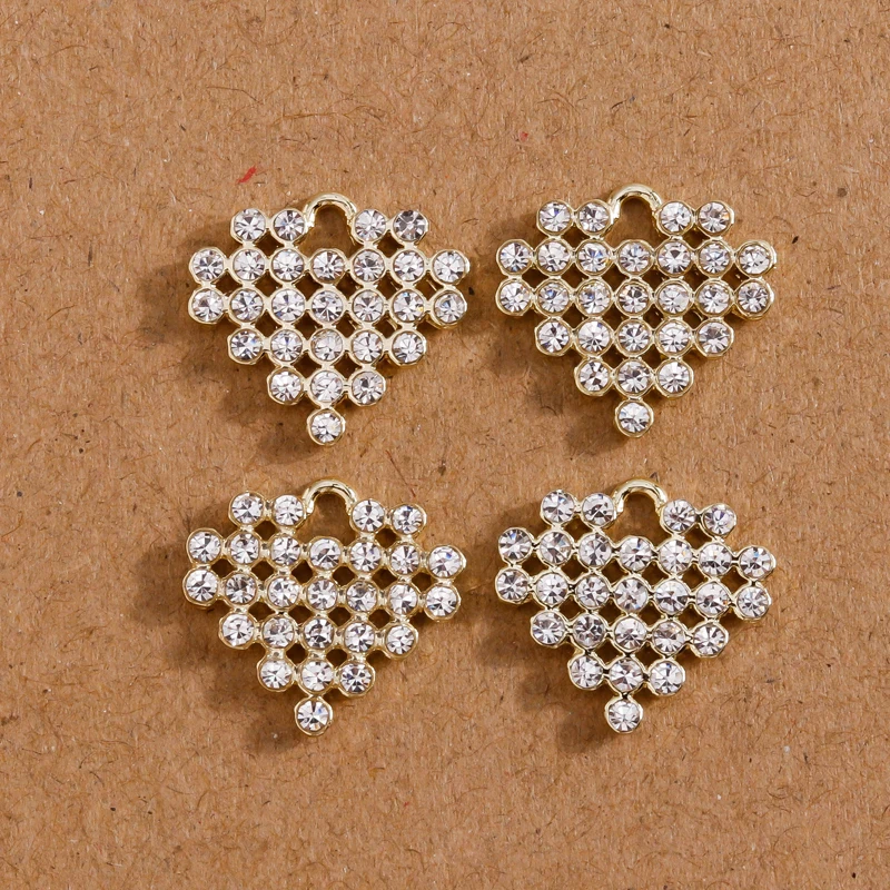 

5pcs 15*15mm Shining Crystal Love Heart Charms Pendants for Jewelry Making DIY Necklaces Earrings Bracelets Crafts Accessories