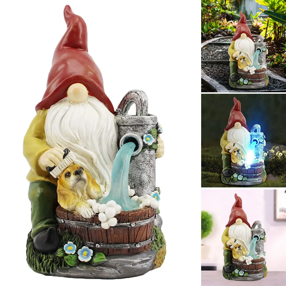 

Solar Gnome Statue Garden Naughty Funny Dwarf Figurine Light Lawn Resin Sculpture Ornament Lamp Art Decoration for Patio Yard