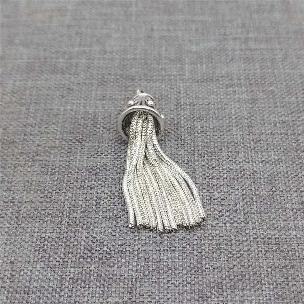 

Sterling Silver Snake Chain Tassel Pendant for Necklace Small Charm
