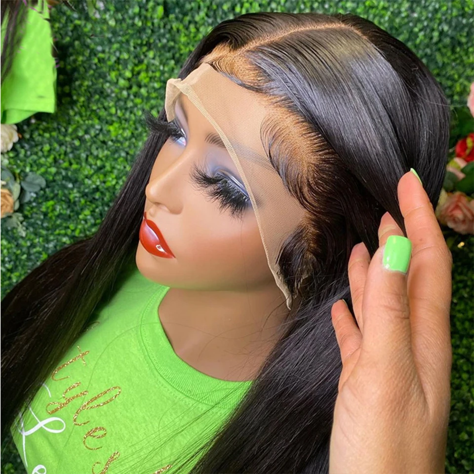 

26 дюймов 180% Плотность длинный шелковистый прямой естественный цвет безклеевое кружево передняя сторона фотография для черных женщин ежедн...