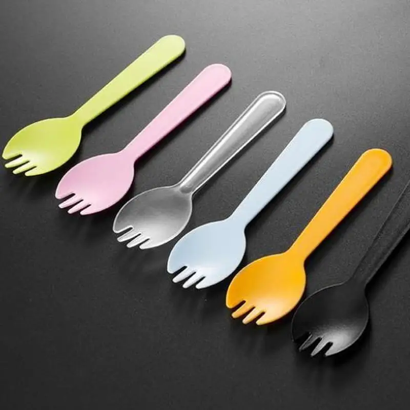 Ложка вилка одноразовая утолщенная черная пластиковая 200 шт.|Одноразовые ложки| |