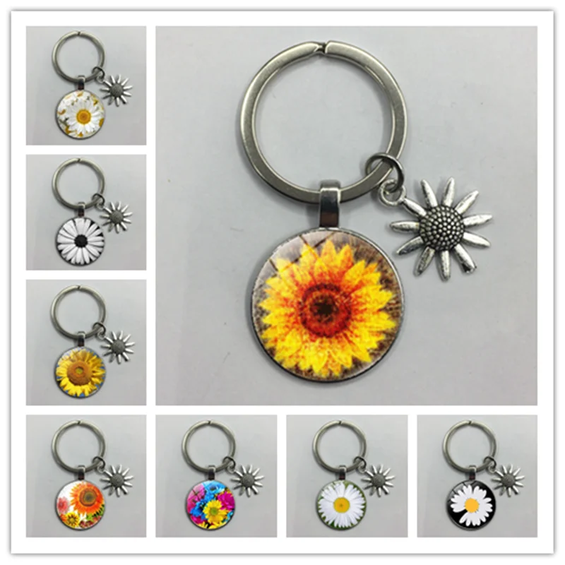 Подсолнух Хрустальный брелок Подвеска Маргаритка стеклянный кабошон подвеска