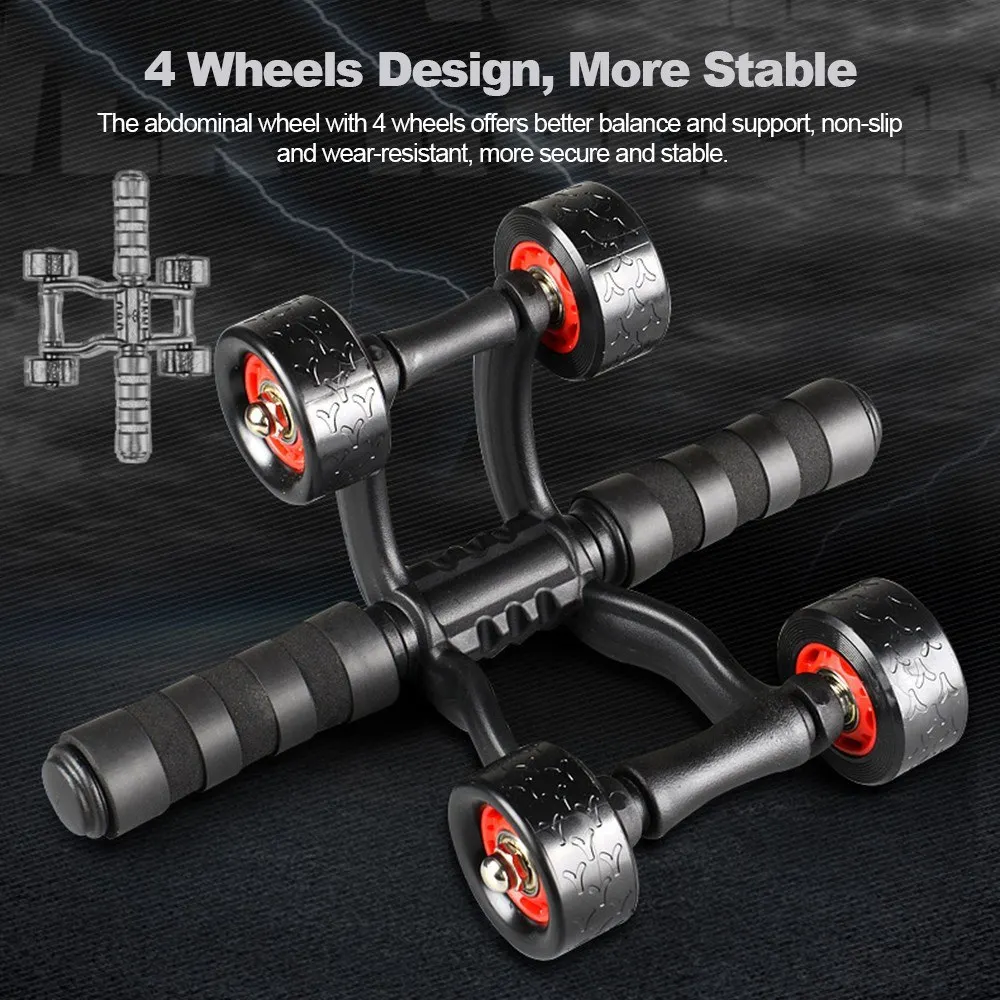 Abdominal Wheel Ab Roller with Four Wheels Abdomen Trainer Rolling Sports Exercise Fitness Equipment for Men and Women | Спорт и