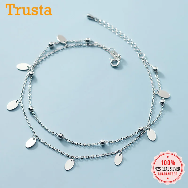 Trustdavis Подлинная Бриллиантовая Серебряная двухслойная цепочка с бусинами