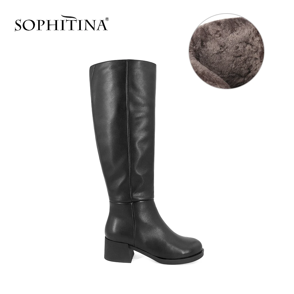SOPHITINA/Зимние женские сапоги 2019г. Сапоги из натуральной кожи черного цвета с