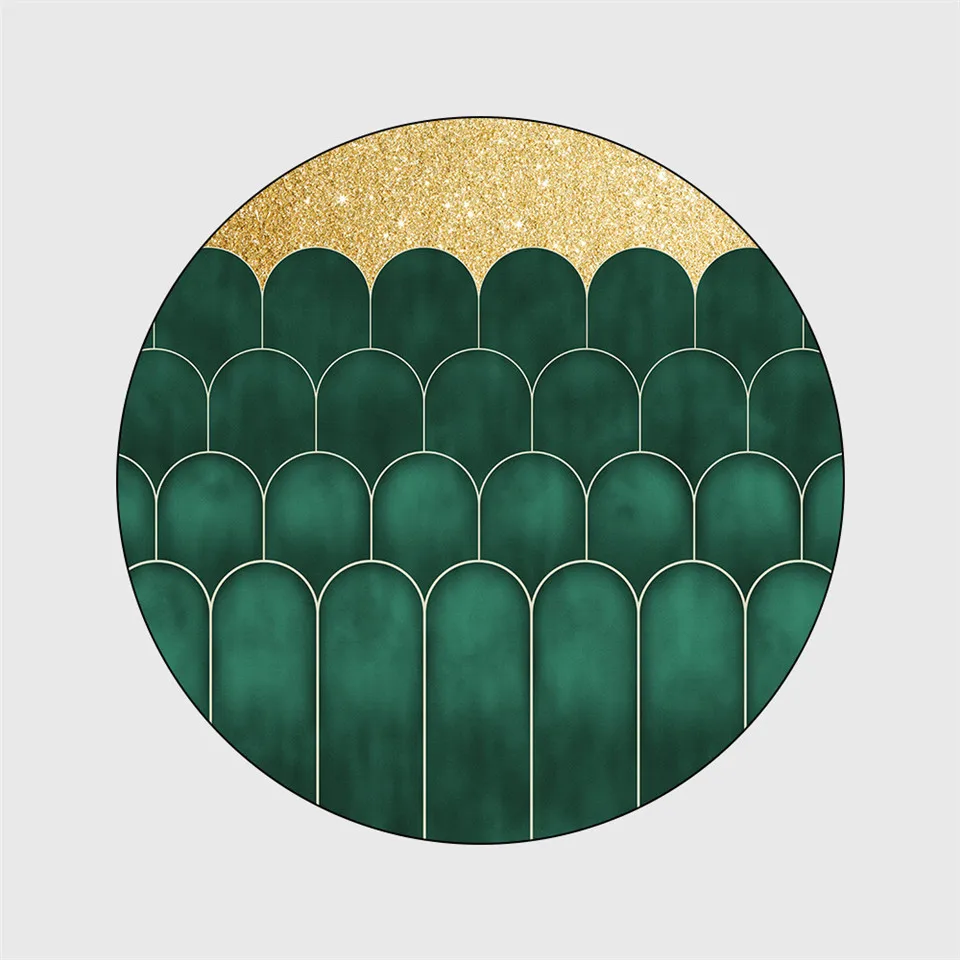 Золотой Синий Зеленый Кактус круглый коврик для гостиной журнальный столик