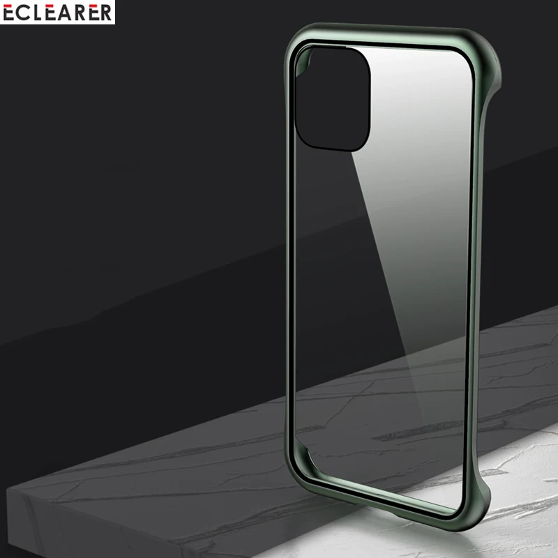

Чехол для iPhone 11 Pro Max, Роскошный Алюминиевый металлический бампер, противоударный чехол для iPhone 11/ Pro/ Max, прозрачная задняя крышка из закаленн...