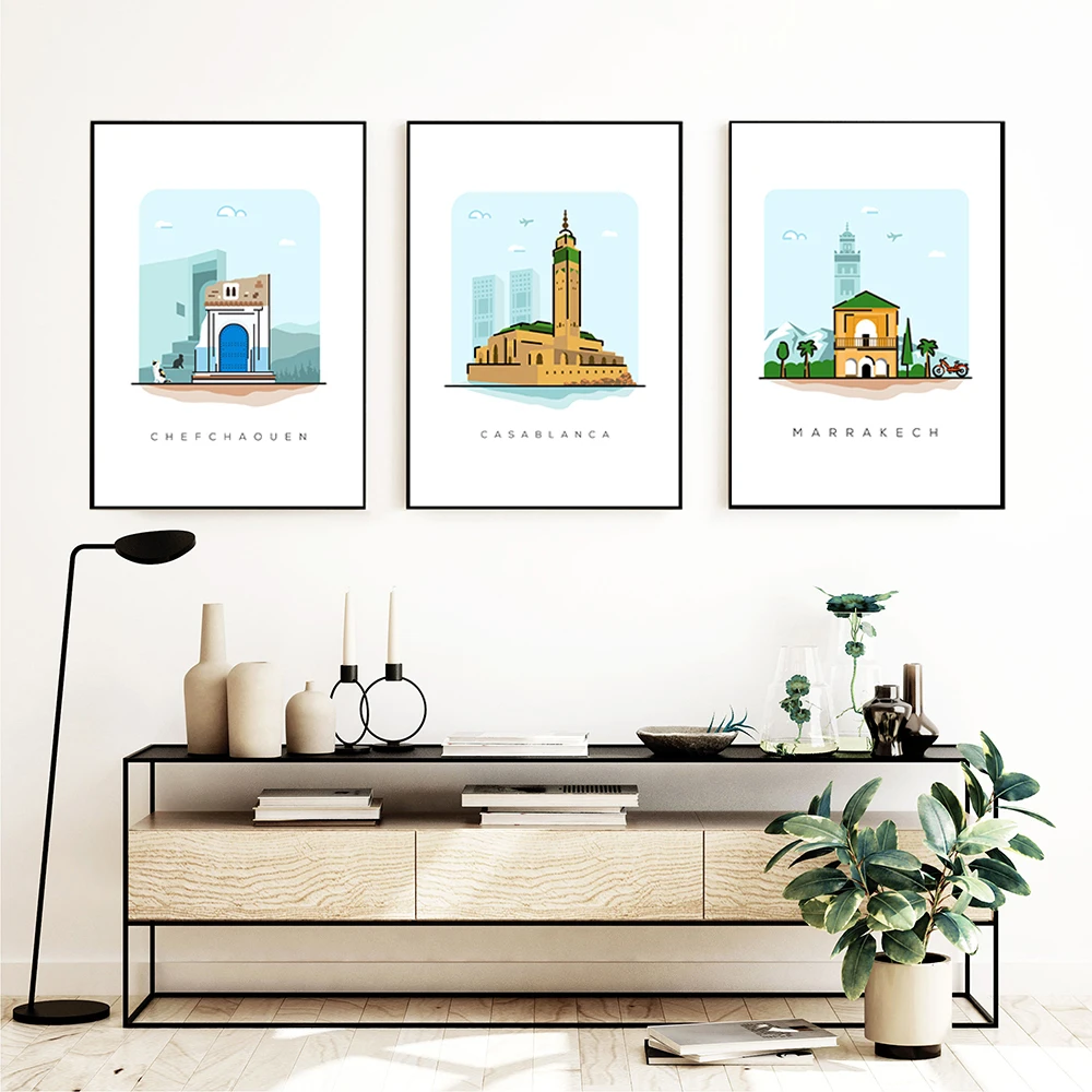 

Marrakech Morocco Travel City Wall Art Canvas Painting Nordic Posters and Prints Wall Pictures for Living Home Decor Frameless