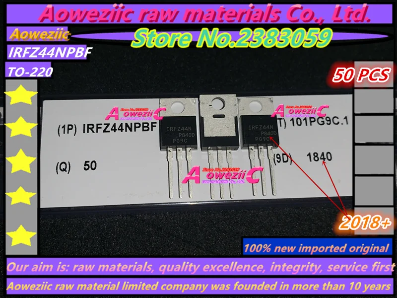 Aoweziic+(50 шт.) импортный IRFZ44NPBF IRFZ44N TO-220 полевой эффект МОП-транзисторы MOSFT 55 в 41A