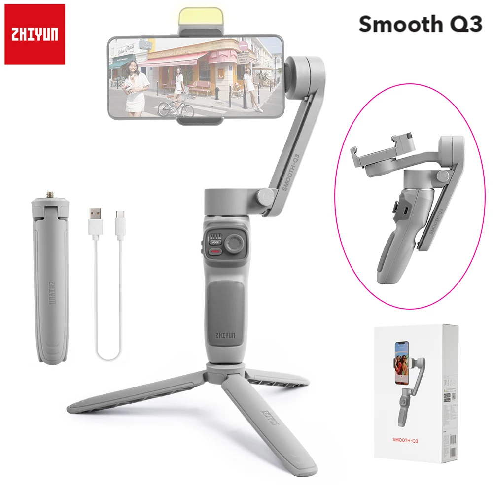 

Zhiyun Smooth Q3 Portable 3-Axis Smartphone Handheld Gimbal Maxload 280g for iPhone 13 Pro Max 12 11 XS XR Huawei Xiaomi Samsung