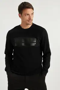 DeFacto зимние мужские трикотажные блочным узором Slim Fit толстовка с круглым вырезом спортивный образ на каждый день теплая Casual-S9995AZ20WN