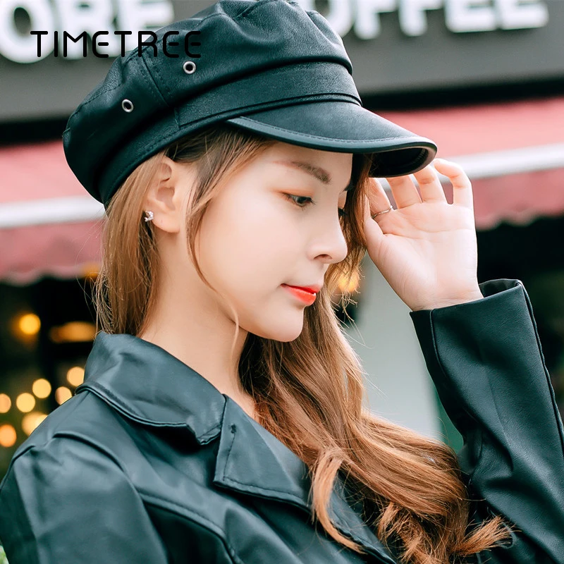 Женские шапки с металлическими пуговицами темно-синие повседневные Мягкие Шапки