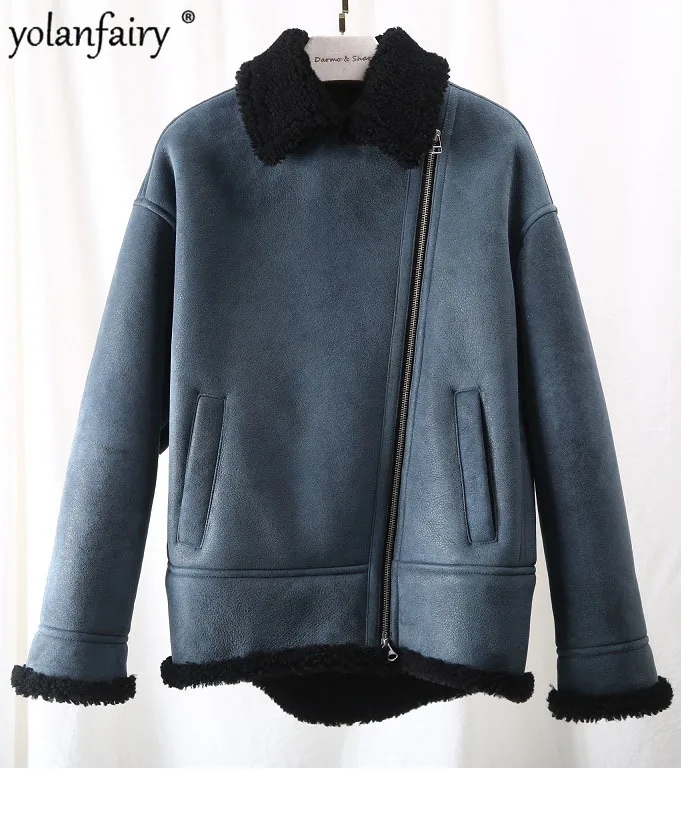 Женская зимняя куртка из натуральной кожи овечьей шерсти мериноса KJ5188|Шубы и