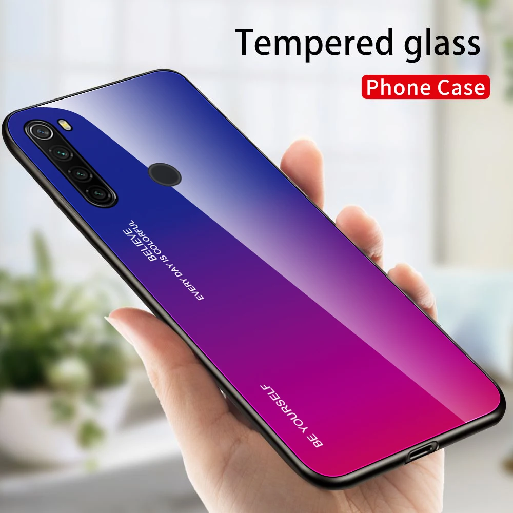 Чехол для Xiaomi Redmi Note 8T жесткий защитный чехол накладка из закаленного стекла с