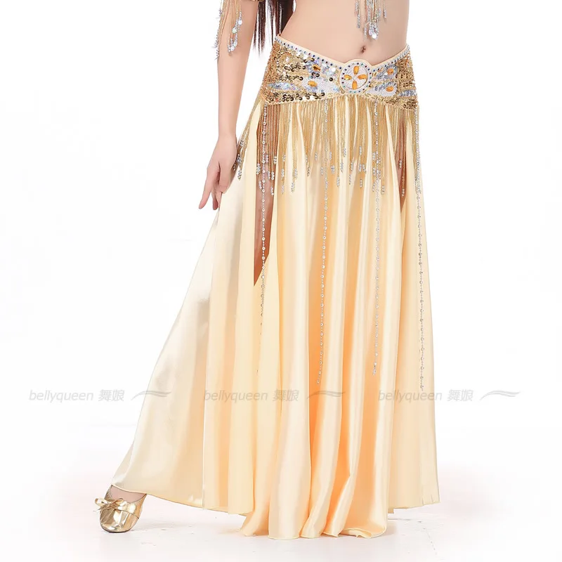 

Belly dance skirt sexy senior satin split belly dance big skirt without this belt