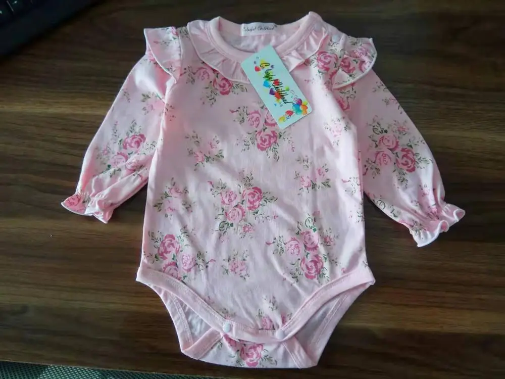 pink floral Восхитительный кружевной комбинезон с цветочным рисунком; комбинезон с короткими рукавами для маленьких девочек; летнее хлопковое боди для новорожденных; Одежда для младенцев; bebe; комбинезоны - Цвет: pink floral