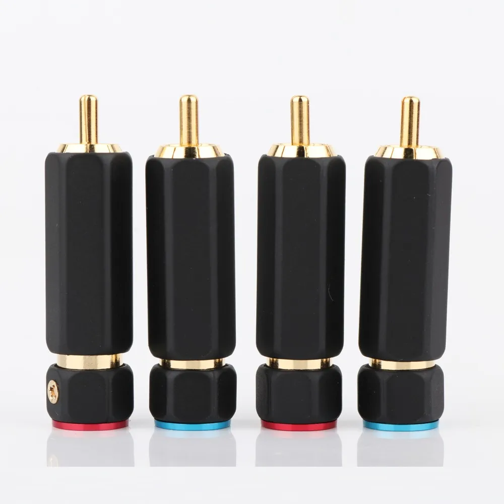 R1736 4PCS Palic High Quality Gold Plated RCA Plug Lock Collect Solder A/V HIFI Connector For DIY Cable Diameter