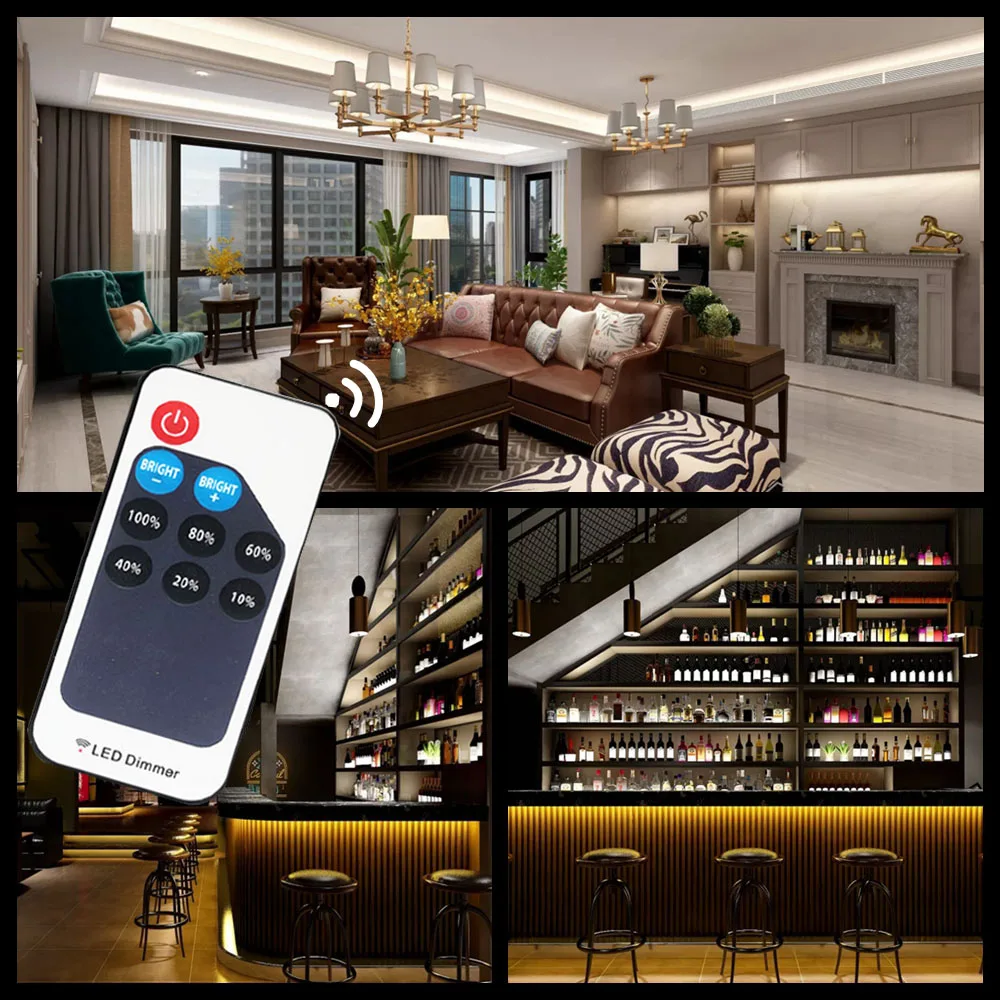 

9Keys Led ControIIer With Dimmer RF Remote For SingIe CoIor 5050 3528 2835 Led Strip DC5-24V