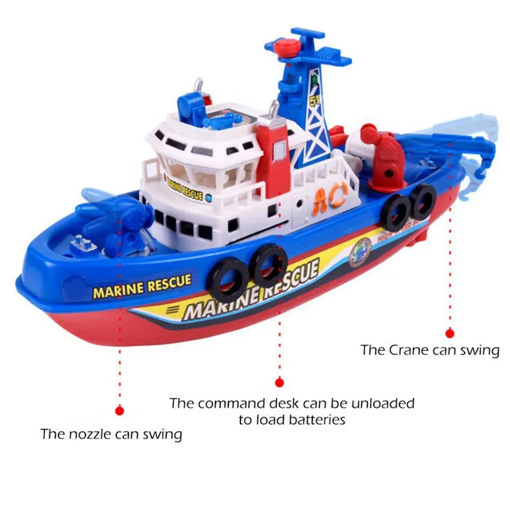 

Fidget Toys Fast Speed Music Light Electric Marine Rescue Fire Boat FIre Children Water-Spraying With Light And Electric Music B