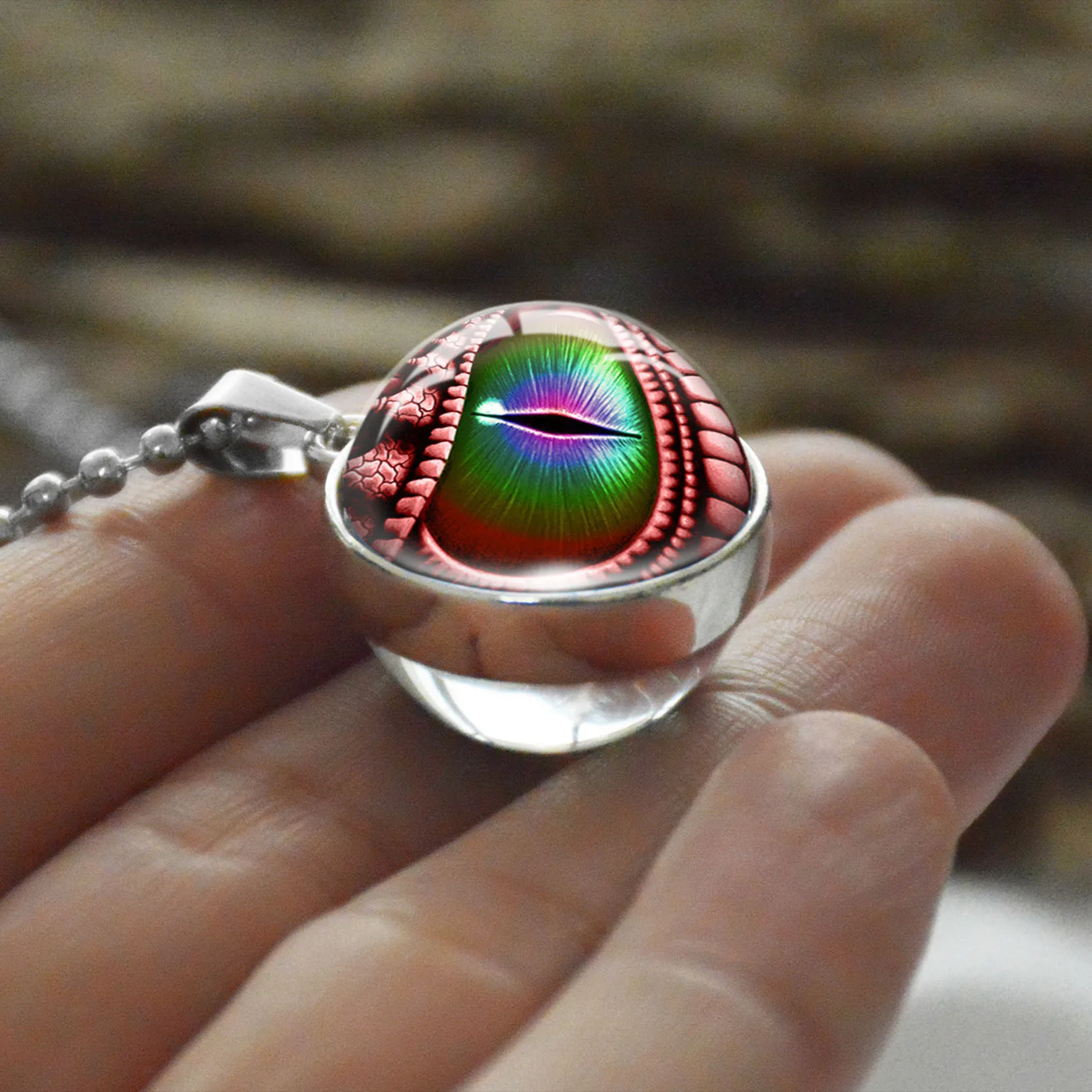 Ожерелье с двойным стеклянным шаром Dragon Eyes ожерелье из серебристого сплава