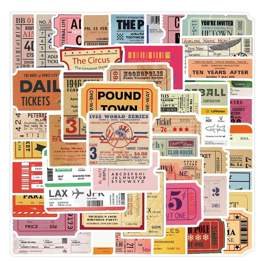 Pegatinas de billete de aire Retro para coche, motocicleta, equipaje, guitarra, monopat&iacute;n, pegatina de Graffiti divertida, juguete para chico, 10/30/50 Uds.-1