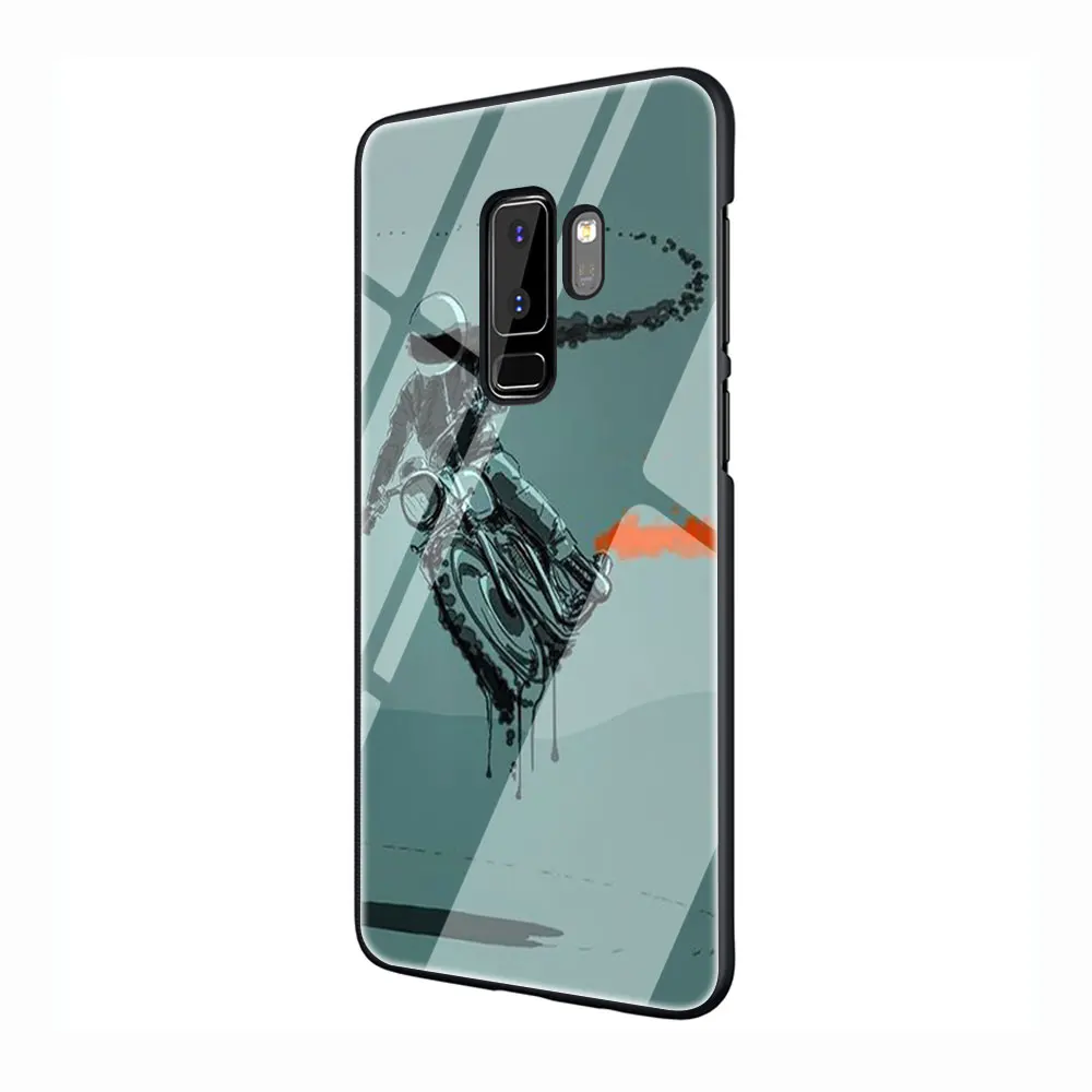 Байкер закаленное Стекло Телефон чехол для Galaxy S7 edge S8 9 10, 8, 9, 10, плюс A10 20 30 40 50 60 70 - Цвет: G12